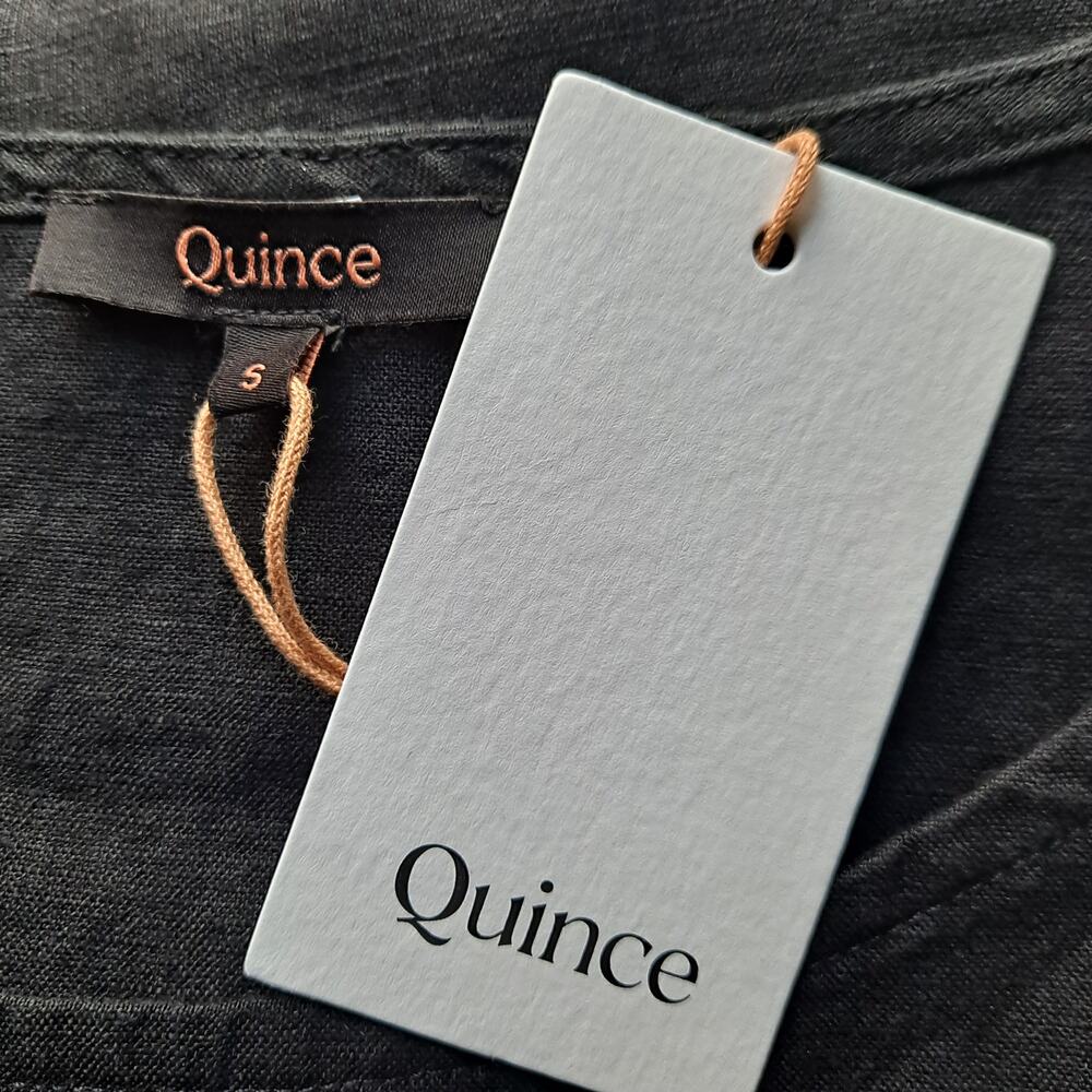 NWT Quince 100% European Linen Short Sleeve Top Black Women's Size Small - Picture 6 of 9